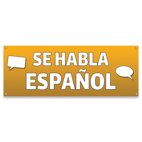 Signmission Se Habla Espanol Banner Concession Stand Food Truck Single Sided B-30153 - main